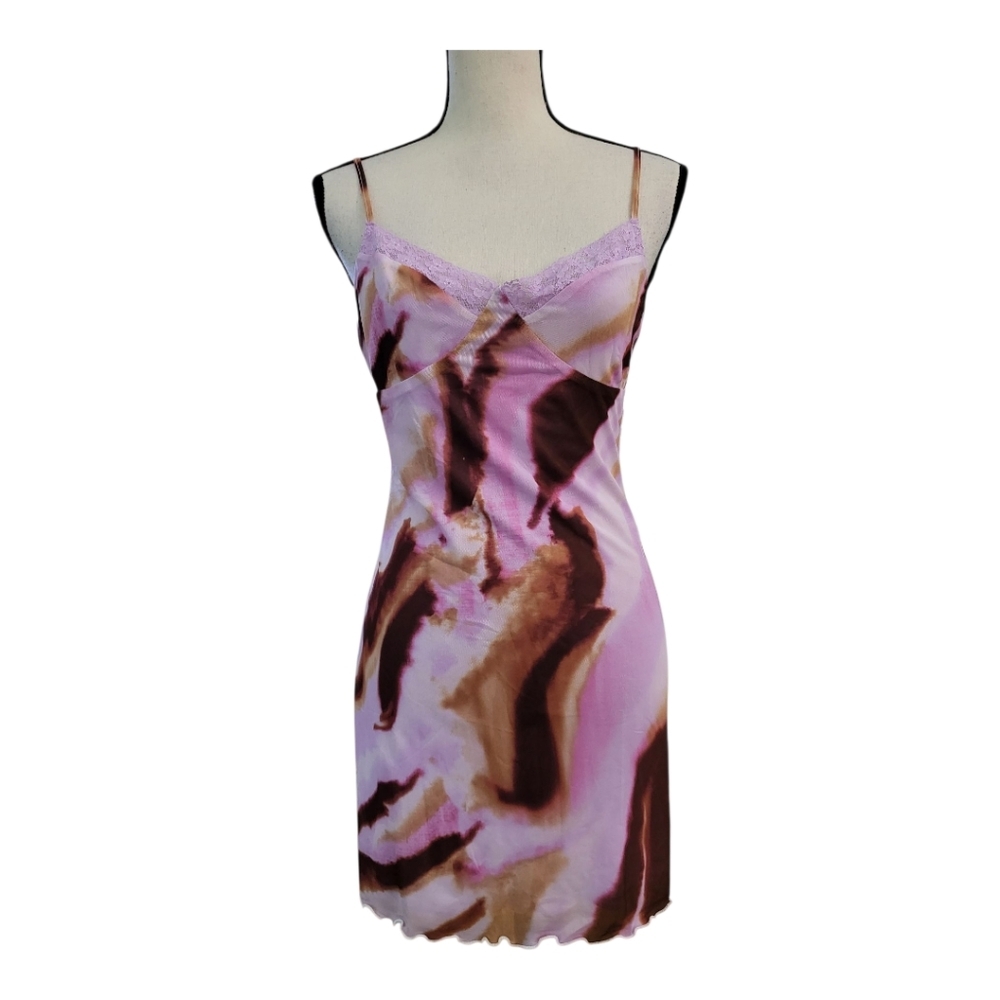 💕BP. Lace Cami Mesh Minidress - Purple Mineral Abstract Womens Medium New